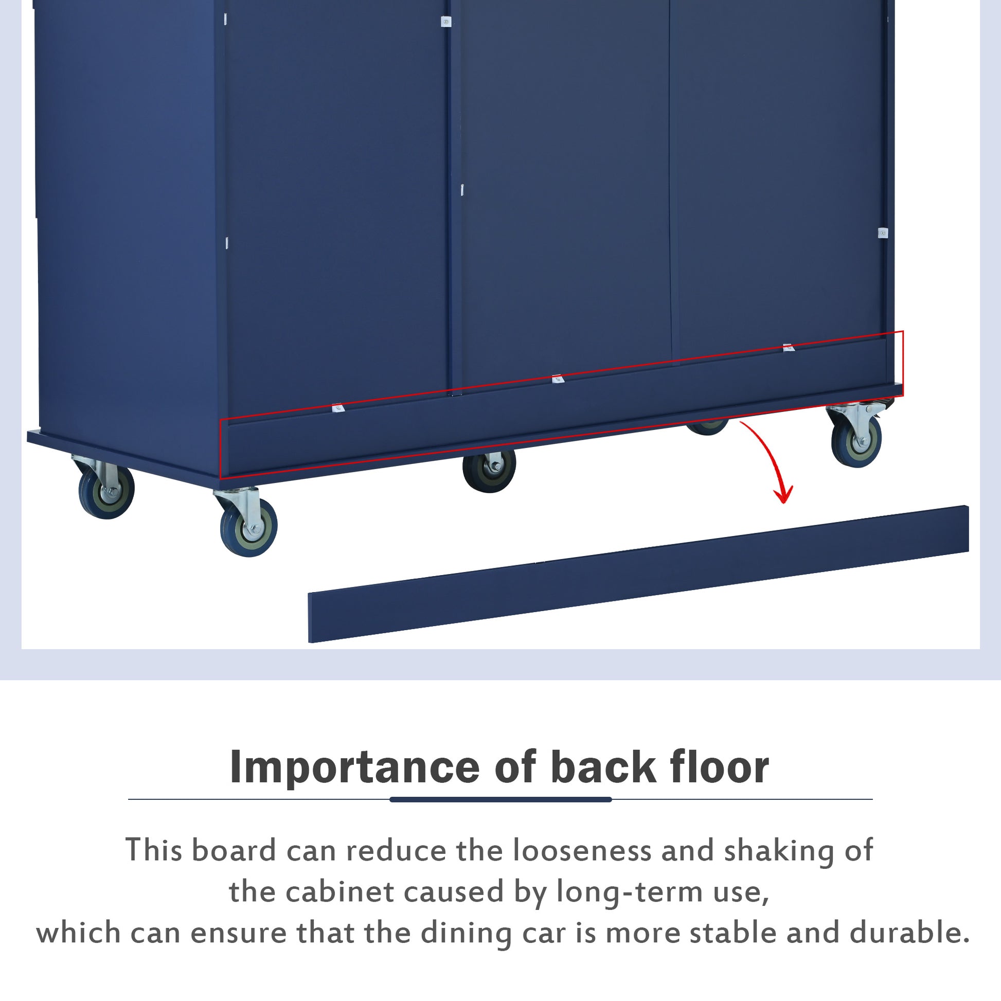 Dark blue dining car with reinforced back floor piece shown separately