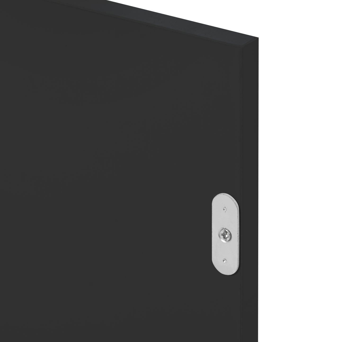 Dark gray wall panel with metal mounting bracket and screw detail