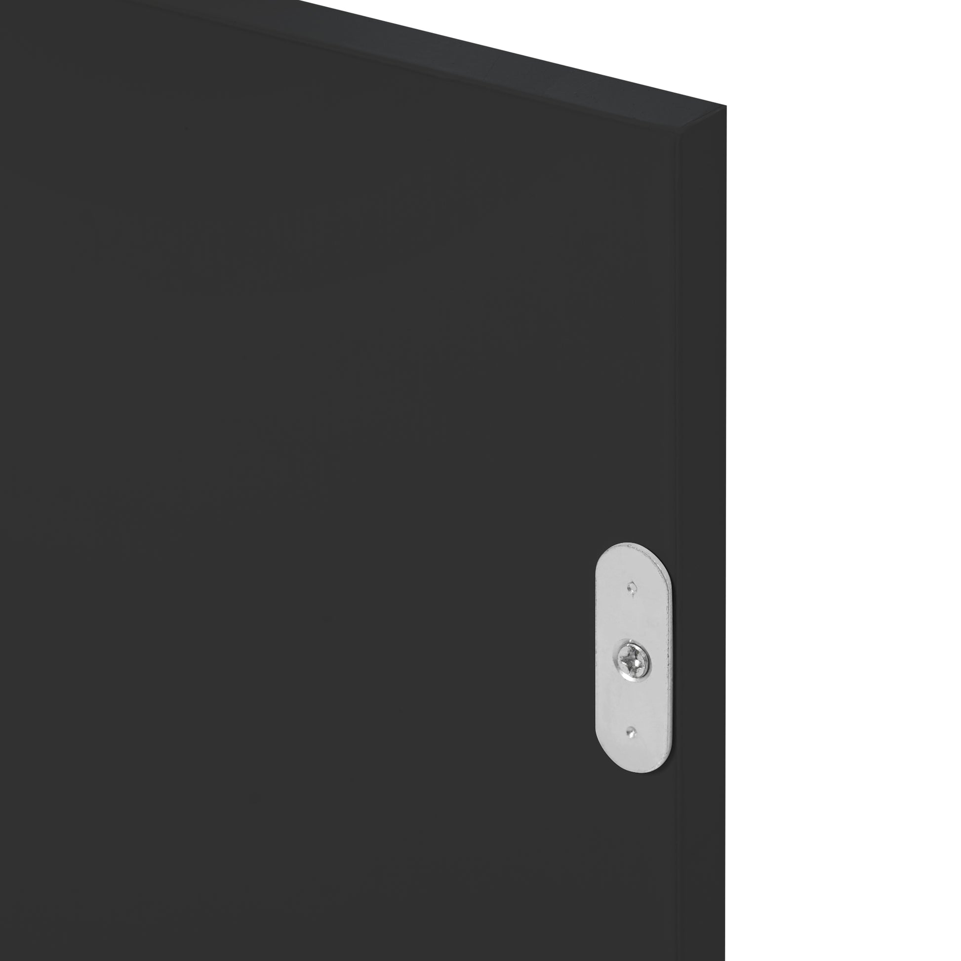 Dark gray wall panel with metal mounting bracket and screw detail