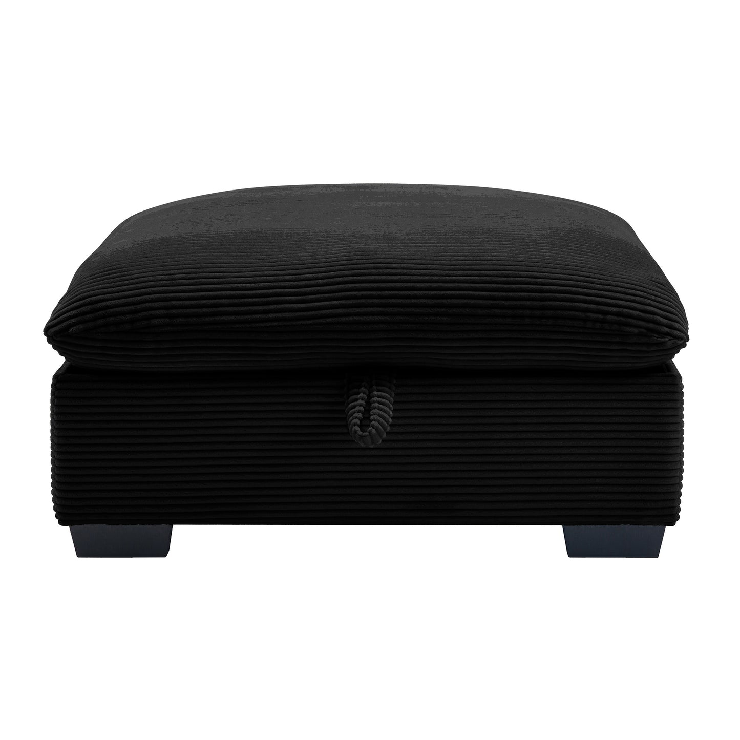 Black corduroy ottoman with button detail ideal for footrest