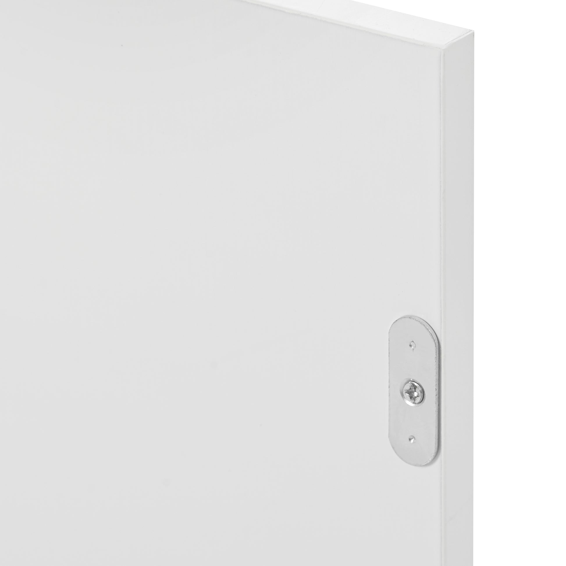 White cabinet door with brushed nickel screw mount