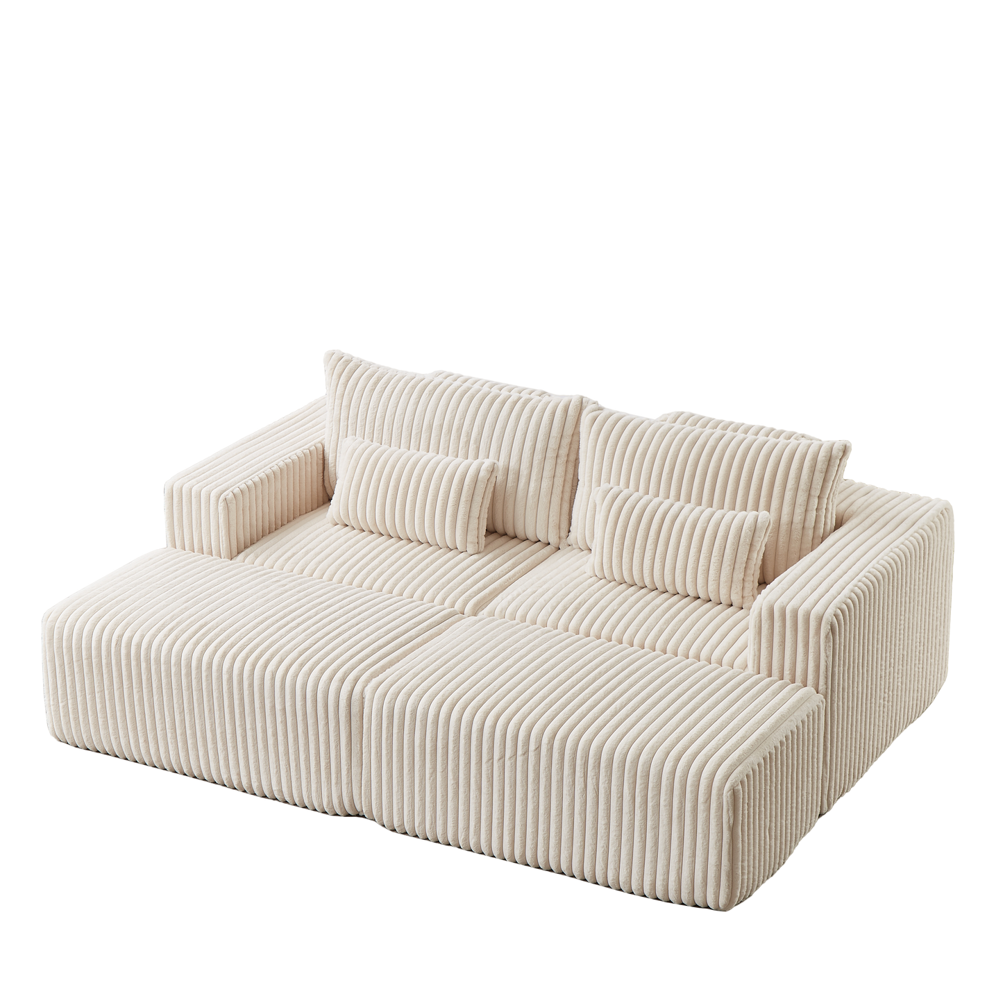 Cream corduroy sectional sofa with plush cushions perfect for a modern living room