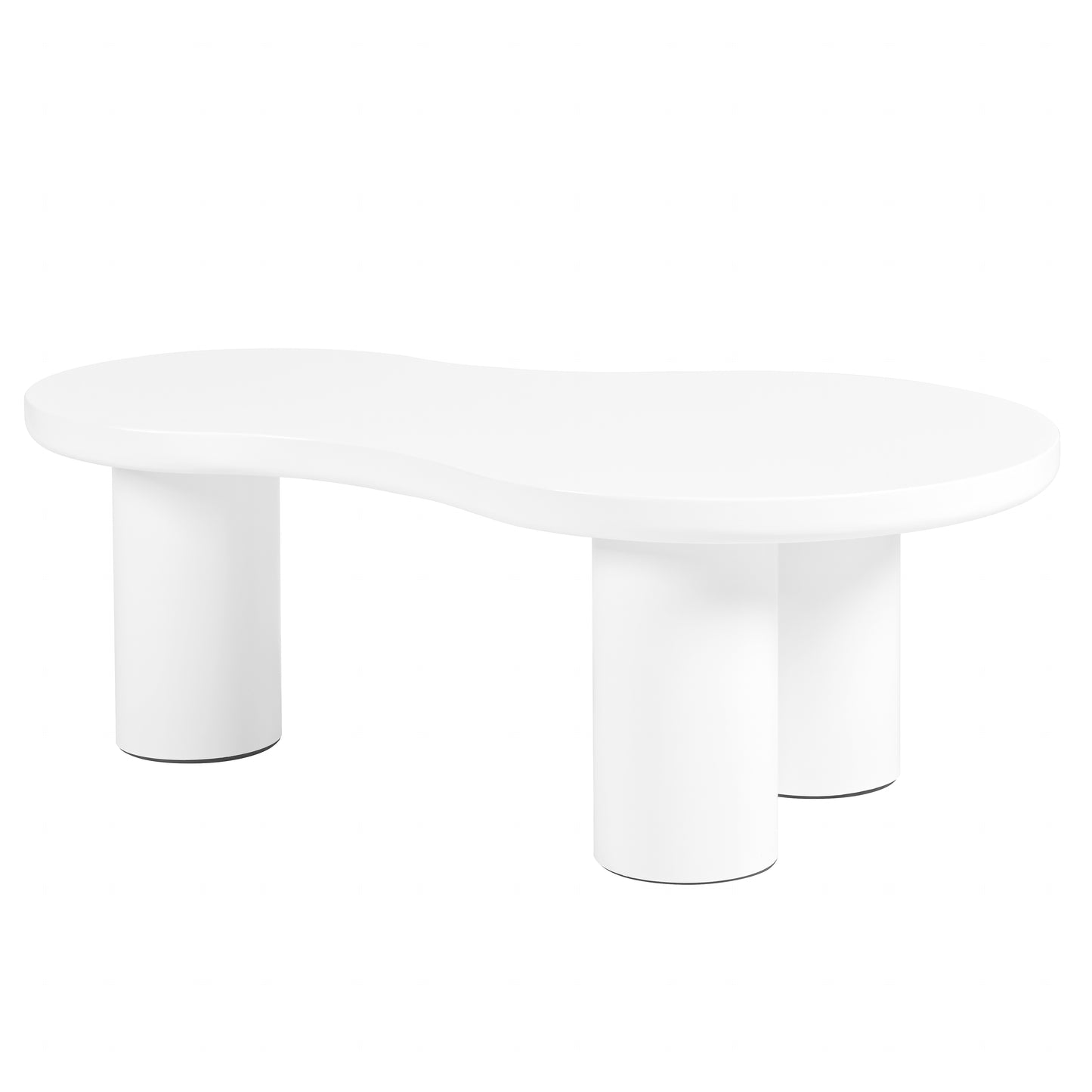 Smooth white abstract coffee table with rounded legs modern minimalist design