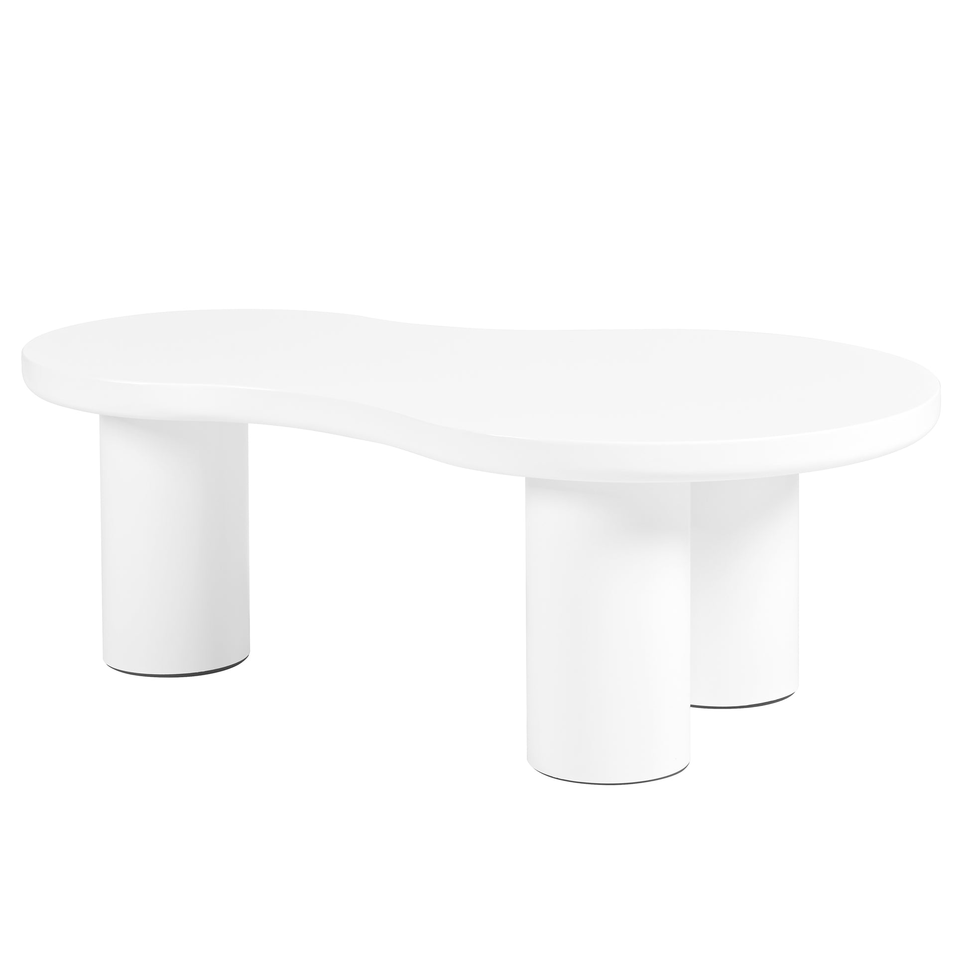 Smooth white abstract coffee table with rounded legs modern minimalist design