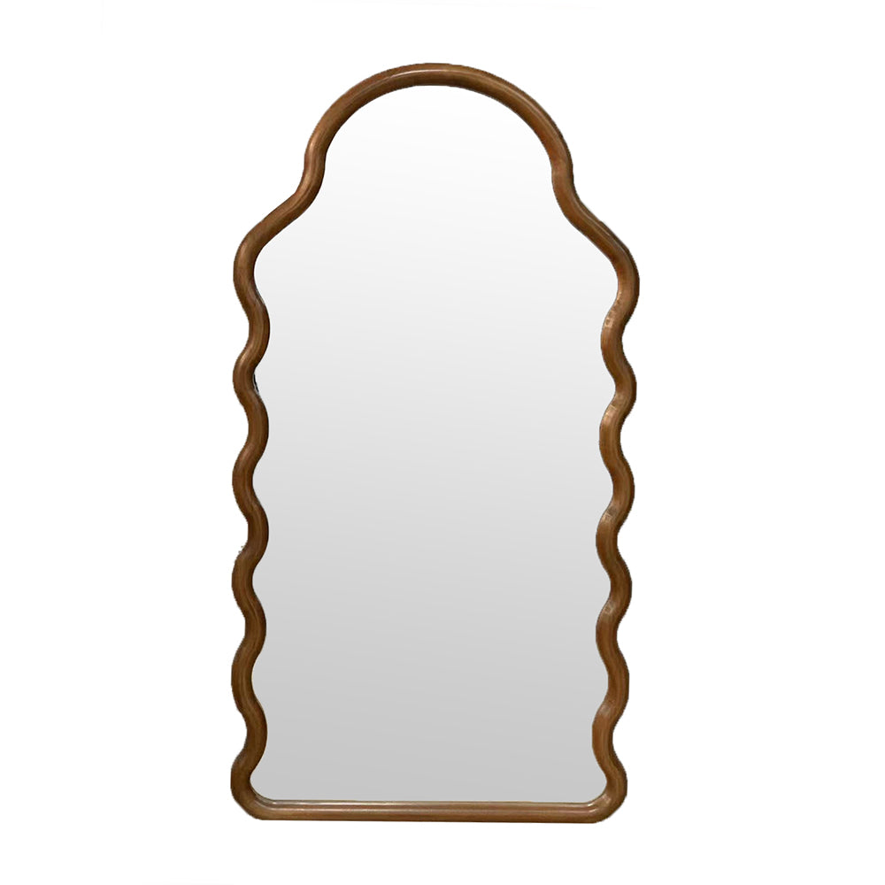 Tall scalloped gold mirror with organic wavy edge frame