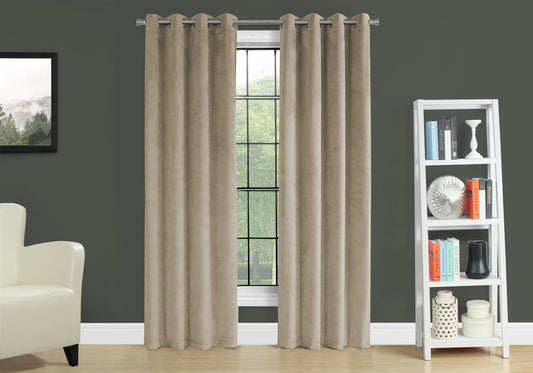 Creamy beige velvet grommet top curtains for a cozy living room