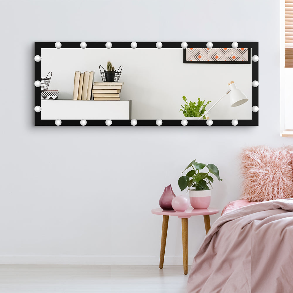 Hollywood vanity mirror with black frame and LED lights