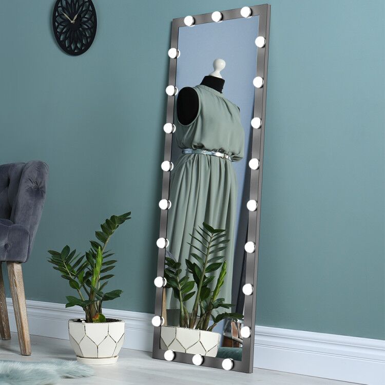 Full length standing mirror with lighted frame