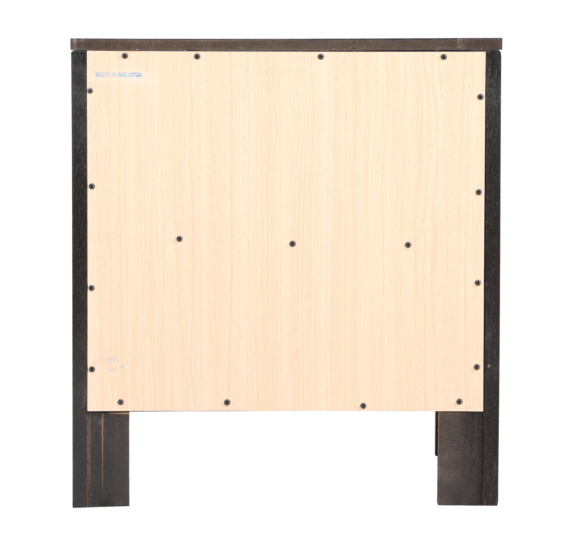 Dark wood and light wood panel construction on furniture back panel