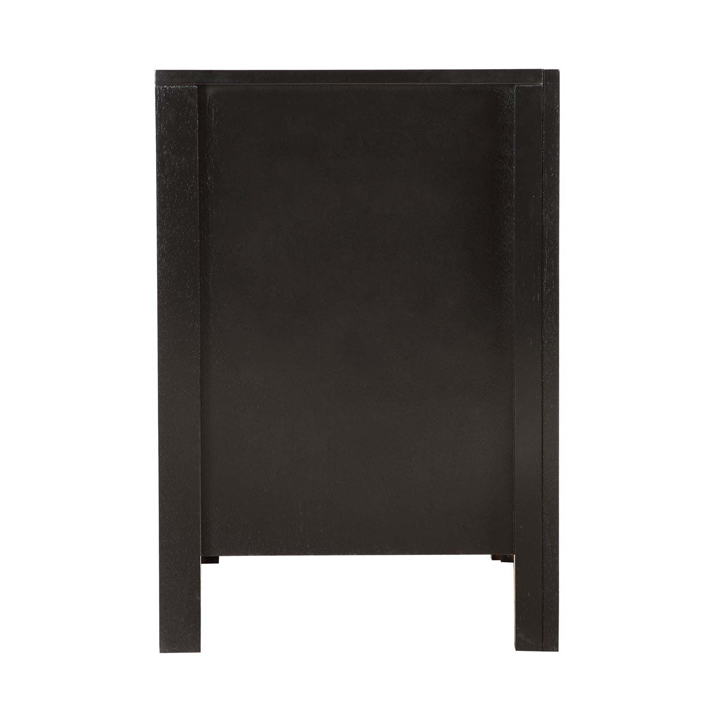 Black modern bedside table with clean lines and simple design