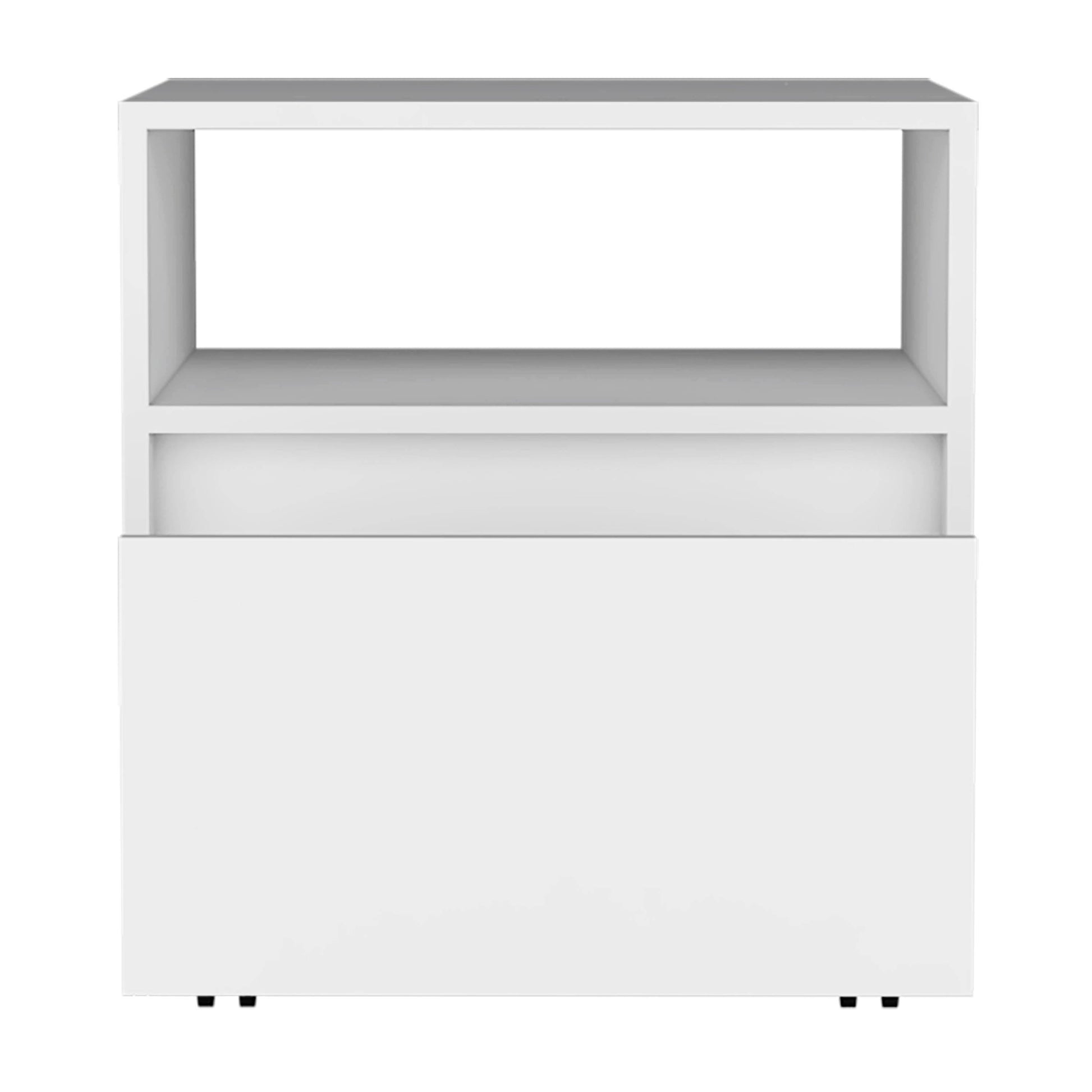 White modern bookcase with open shelves