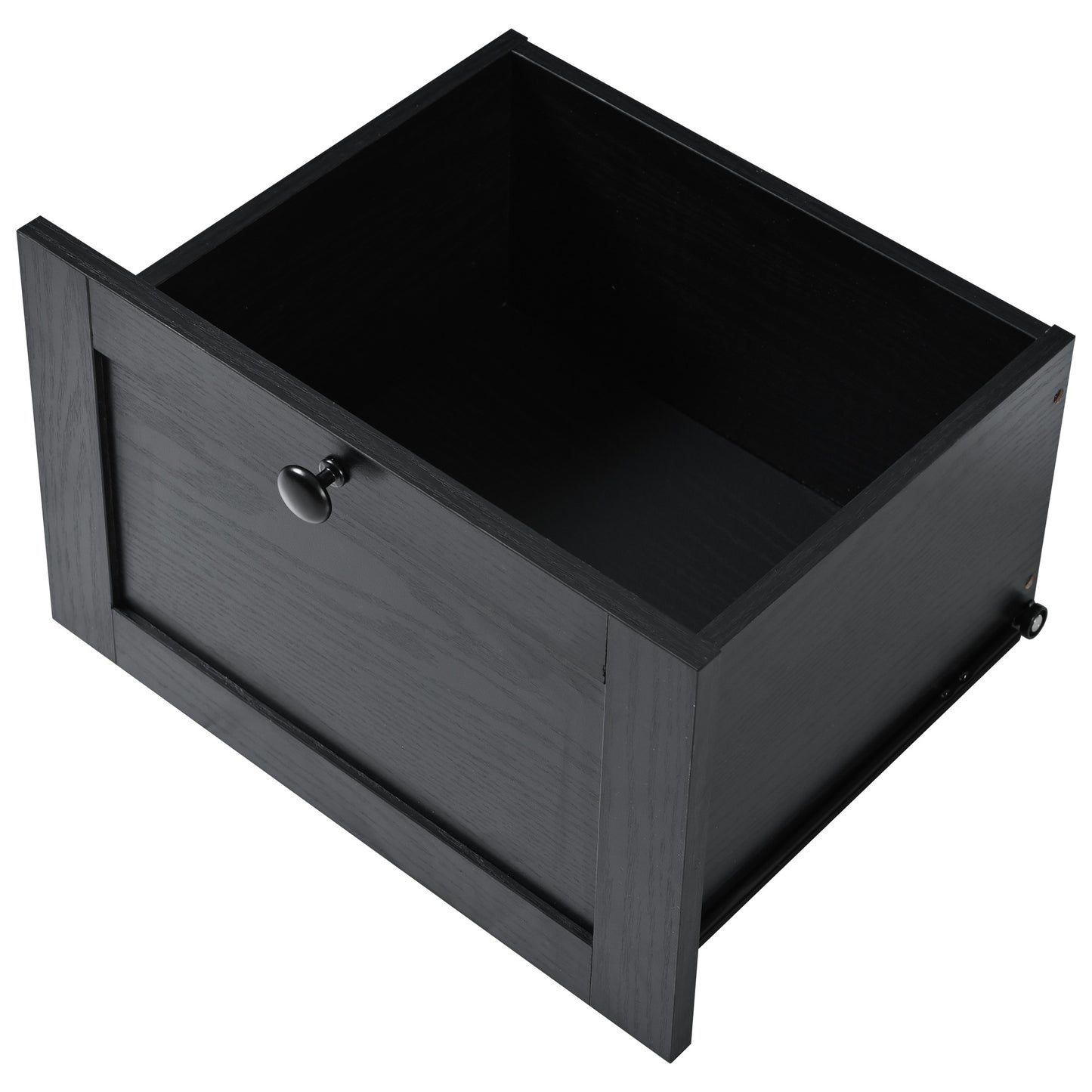 Black wood grain drawer with black knob