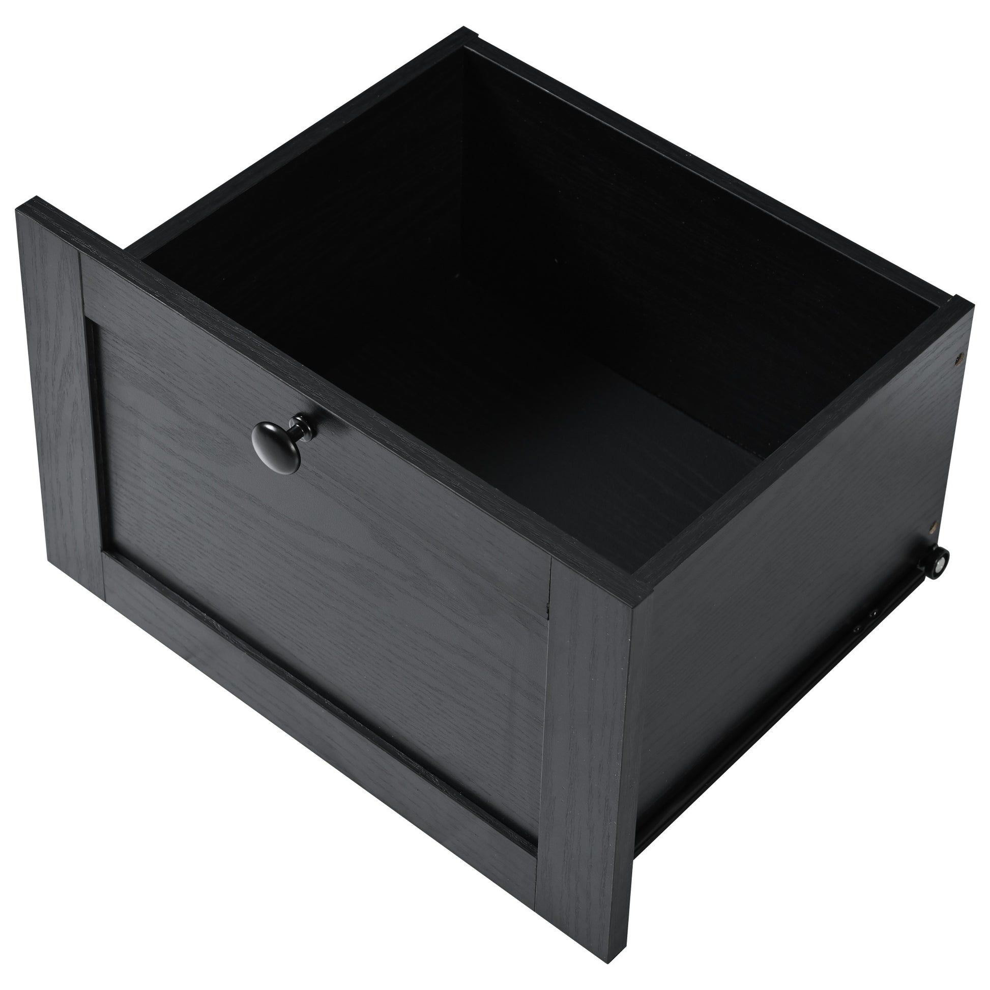 Black wood grain drawer with black knob