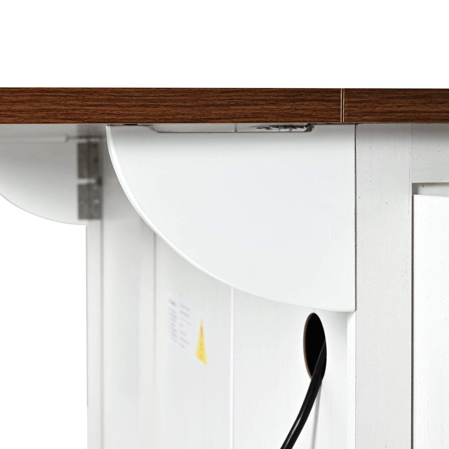 TREATLIFE HOME Rolling Kitchen Island with Power Outlet and Internal Storage, Drop Leaf Design, Distressed White Finish, 54.5 Inches