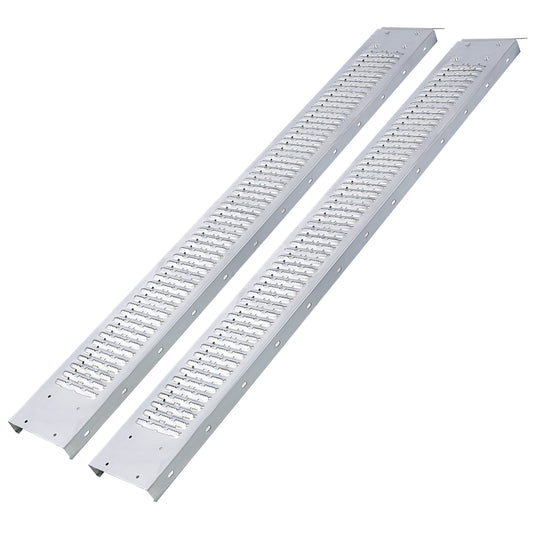 Pair of aluminum loading ramps with perforated grip surface for enhanced traction