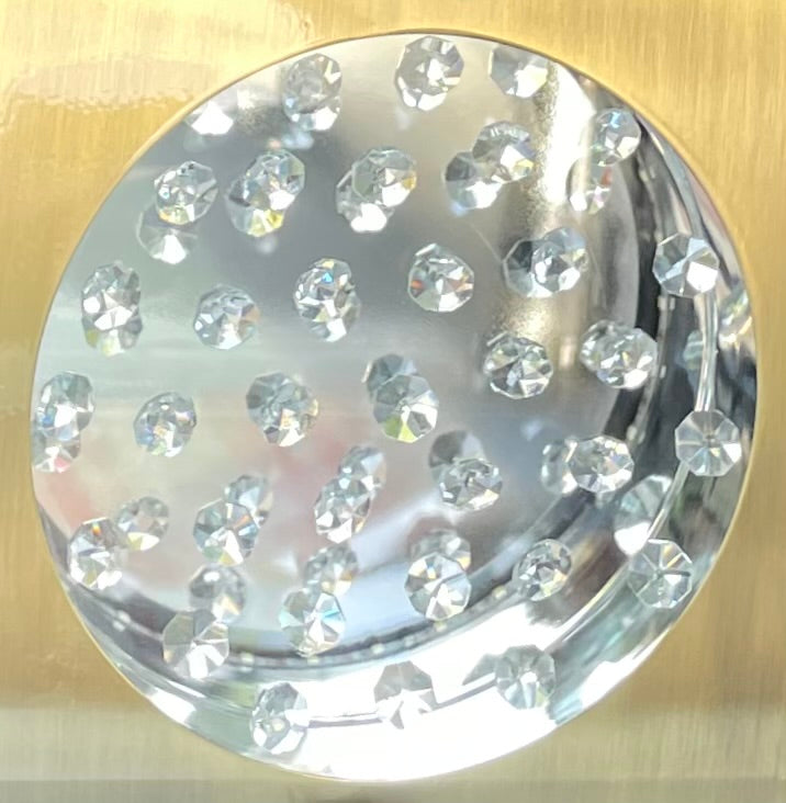 Glass orb with embedded crystal rhinestones decorative accent