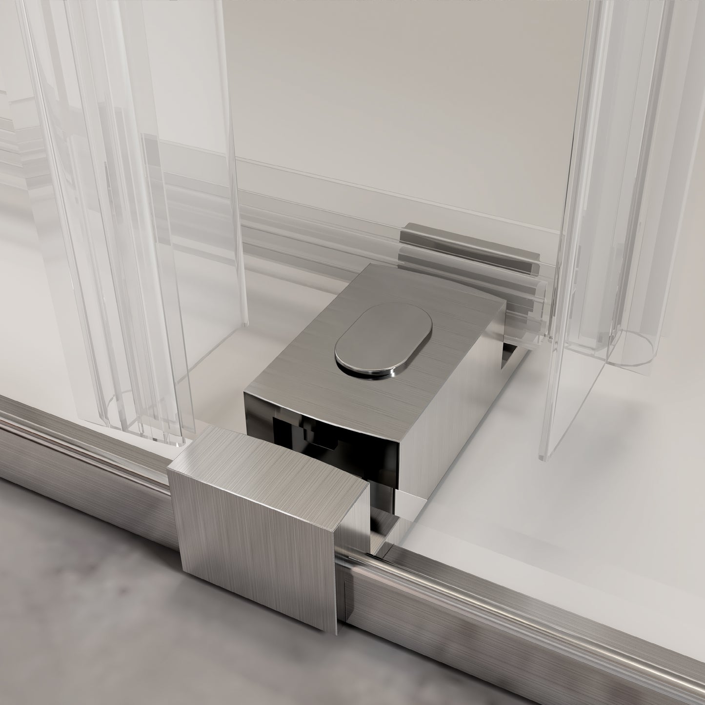 Brushed nickel shower door roller assembly with sleek chrome accents smooth gliding mechanism