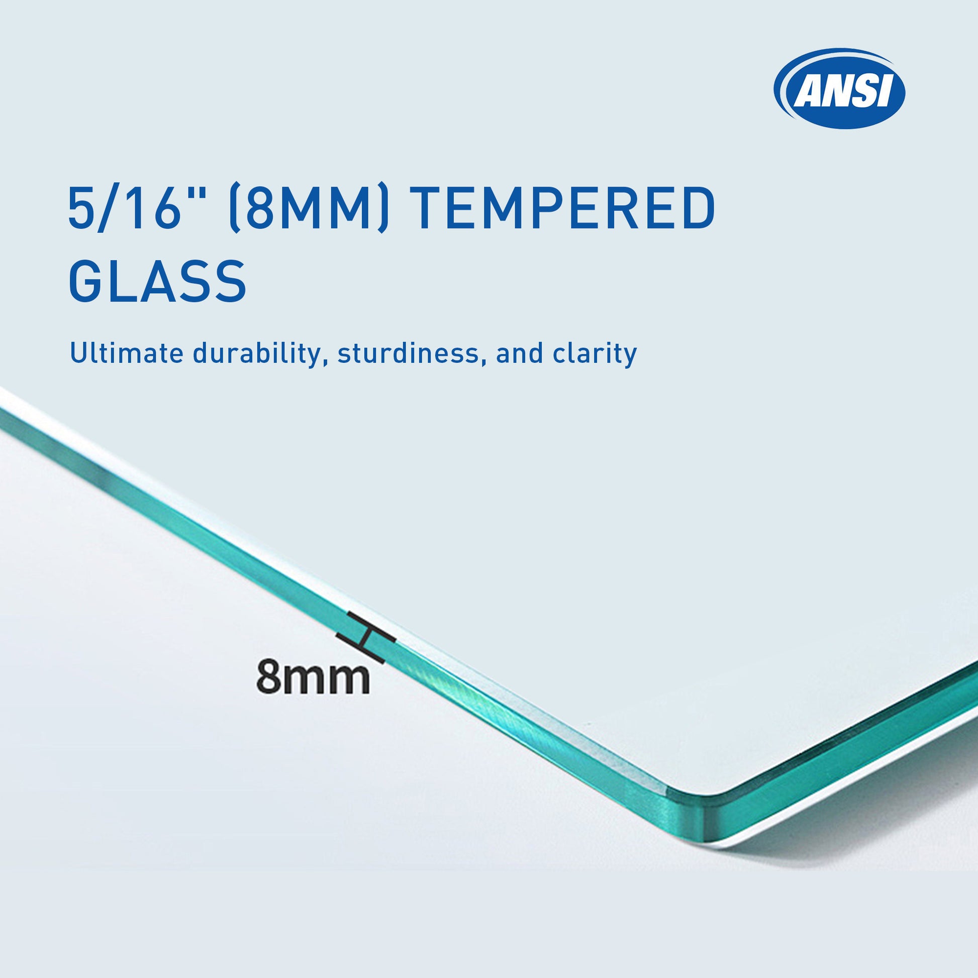 Closeup of mm tempered glass edge showing its thickness and clarity