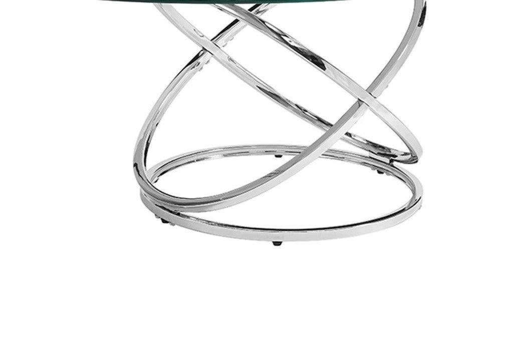 Chrome abstract pedestal base for modern side tables