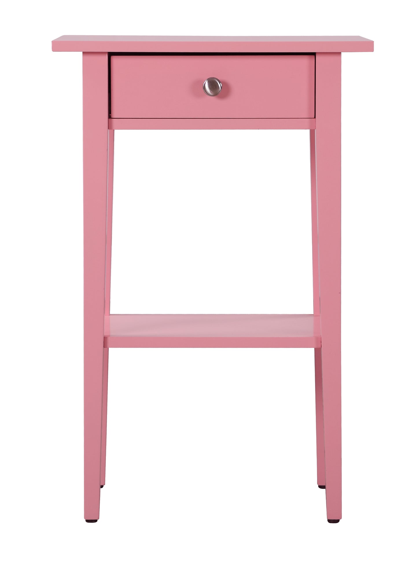 Pink side table with one drawer and open shelf perfect accent furniture