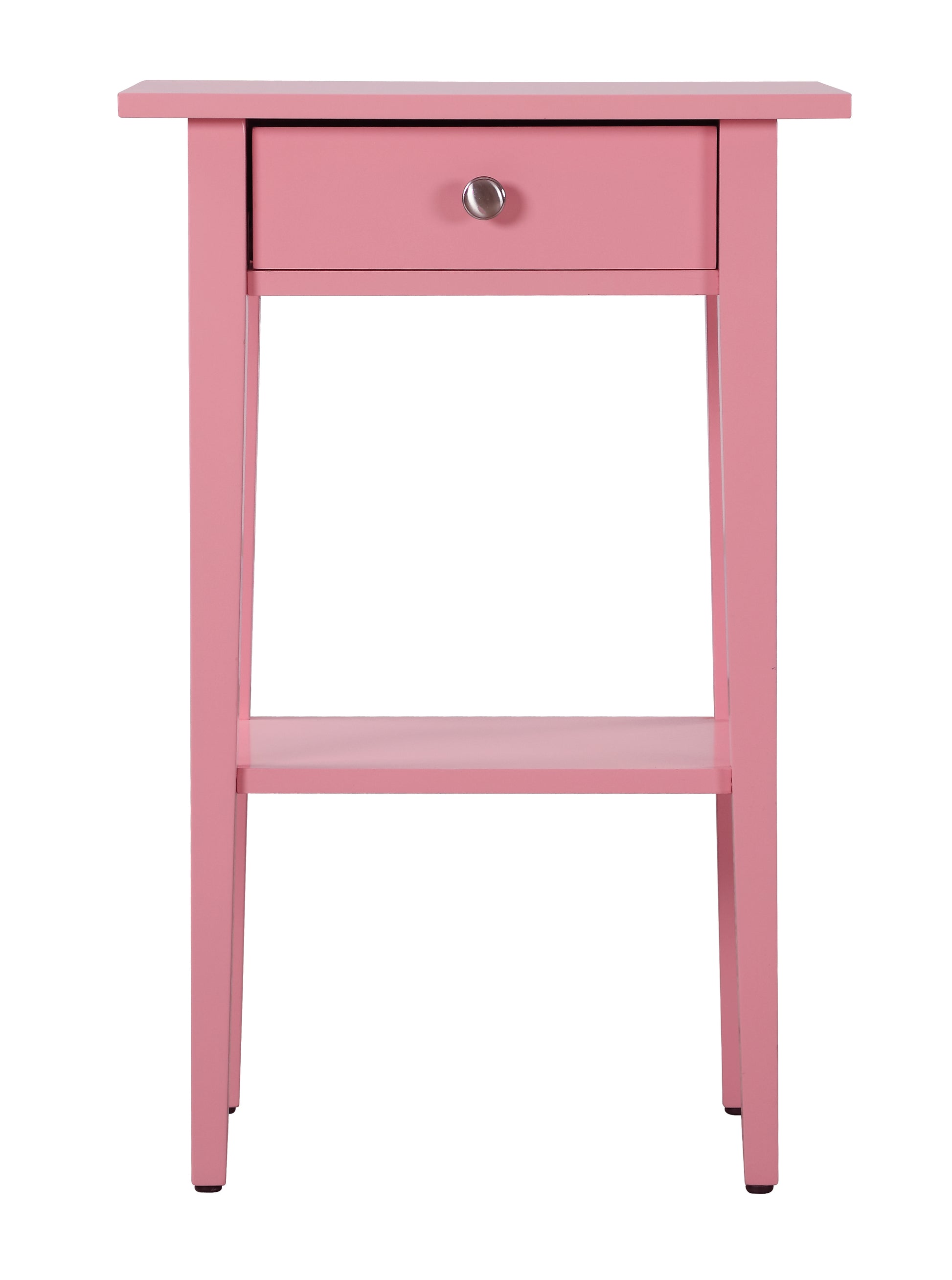 Pink side table with one drawer and open shelf perfect accent furniture