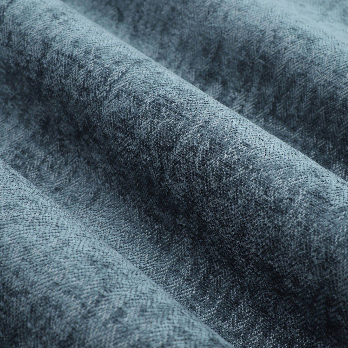 Textured teal velvet fabric with a subtle herringbone weave ideal for upholstery