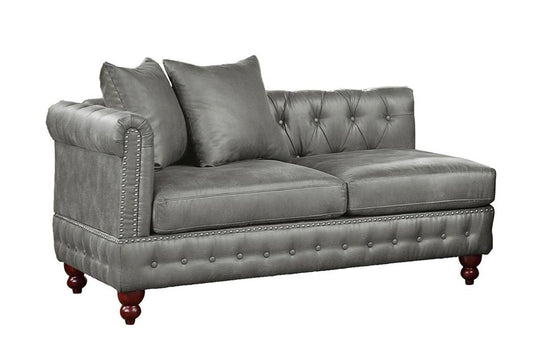 TREATLIFE HOME Reversible One Arm Loveseat with Tufted Back and Rolled Arms, Gray Faux Leather Upholstery