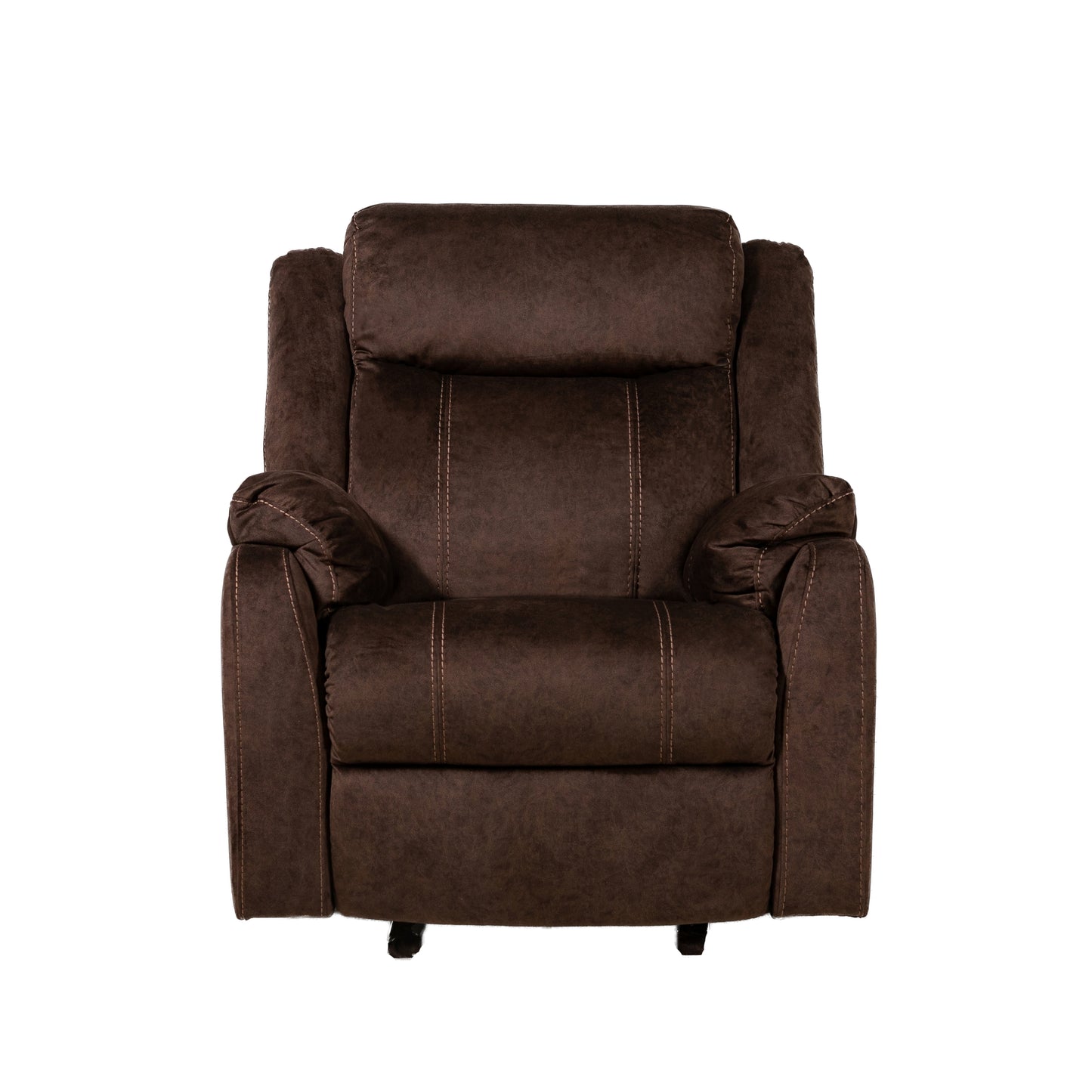 Brown fabric recliner chair with stitched detailing perfect for living rooms