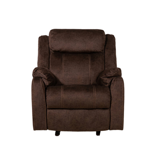 Brown fabric recliner chair with stitched detailing perfect for living rooms