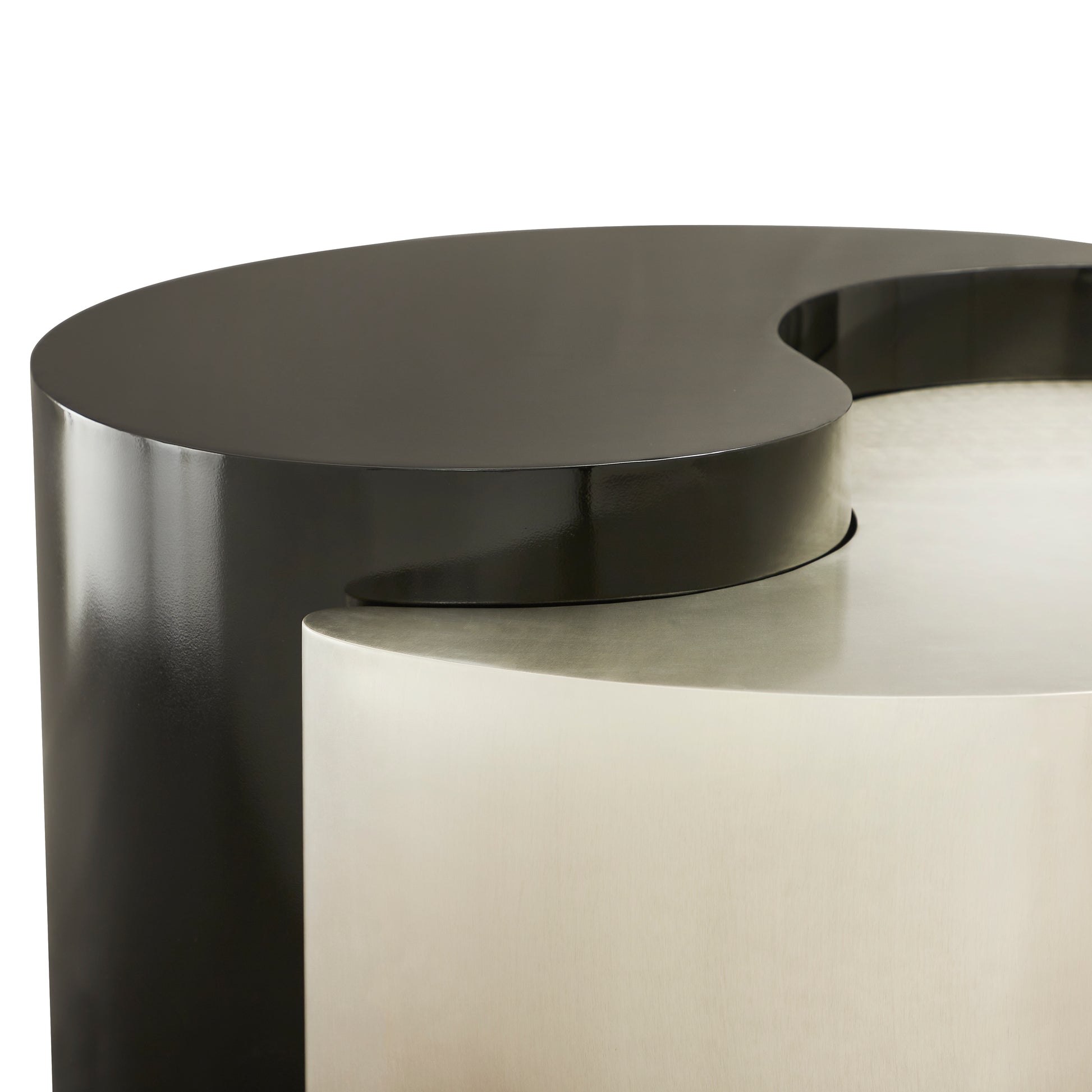Contemporary nested coffee table with black and brushed nickel finishes
