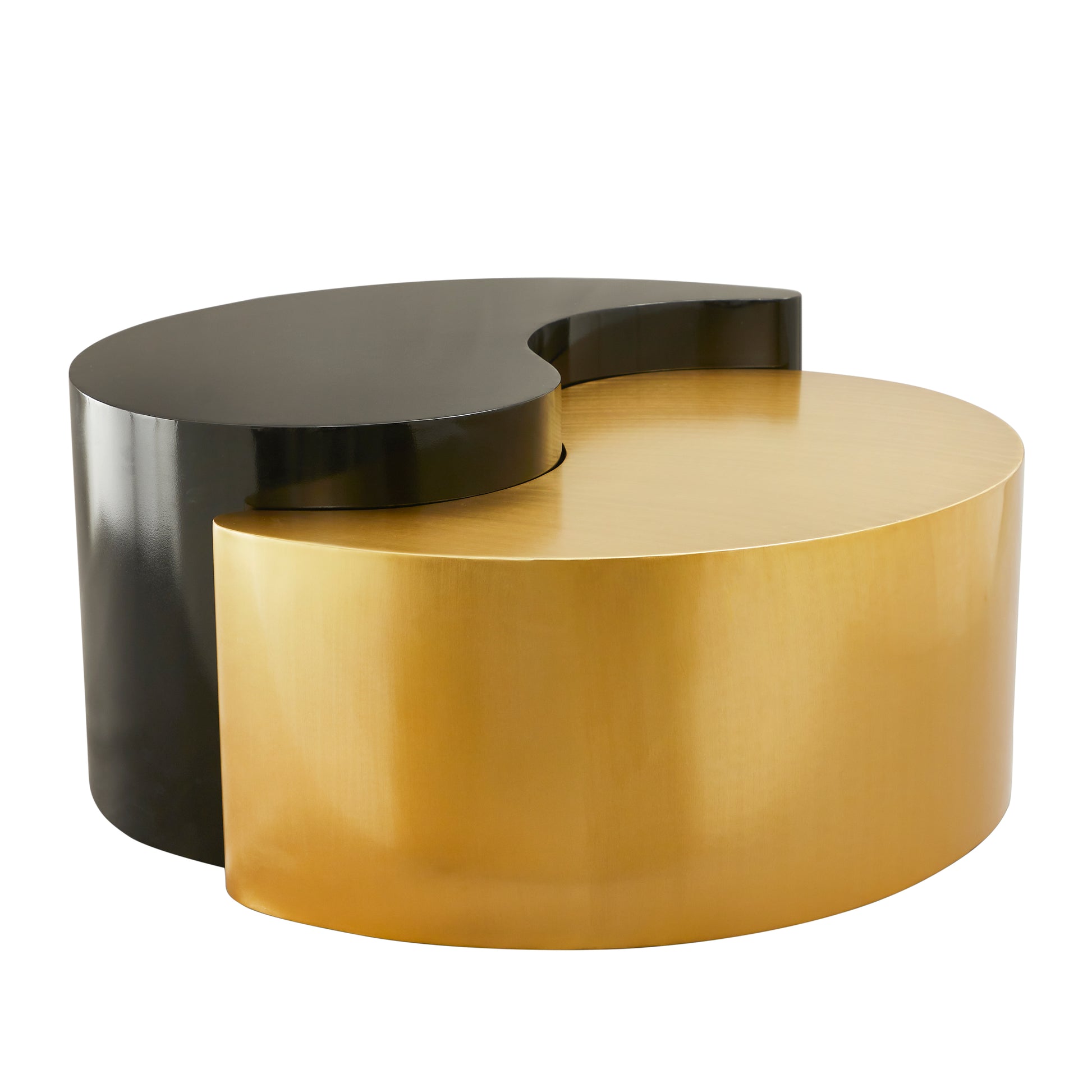 Abstract yin yang coffee table with black and gold finishes