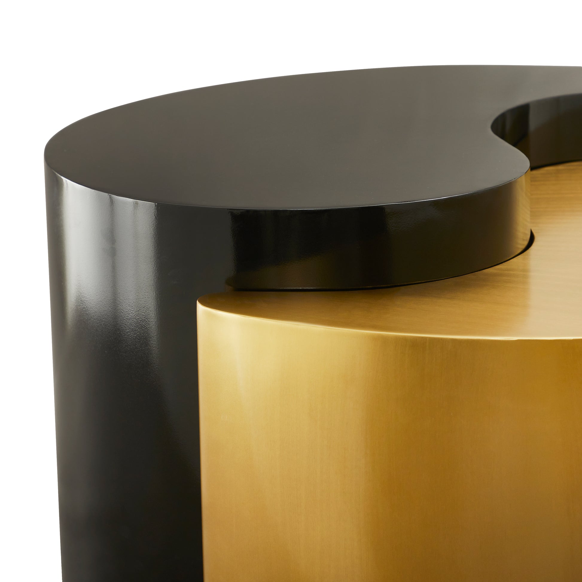 Black and gold modern side table with curved design