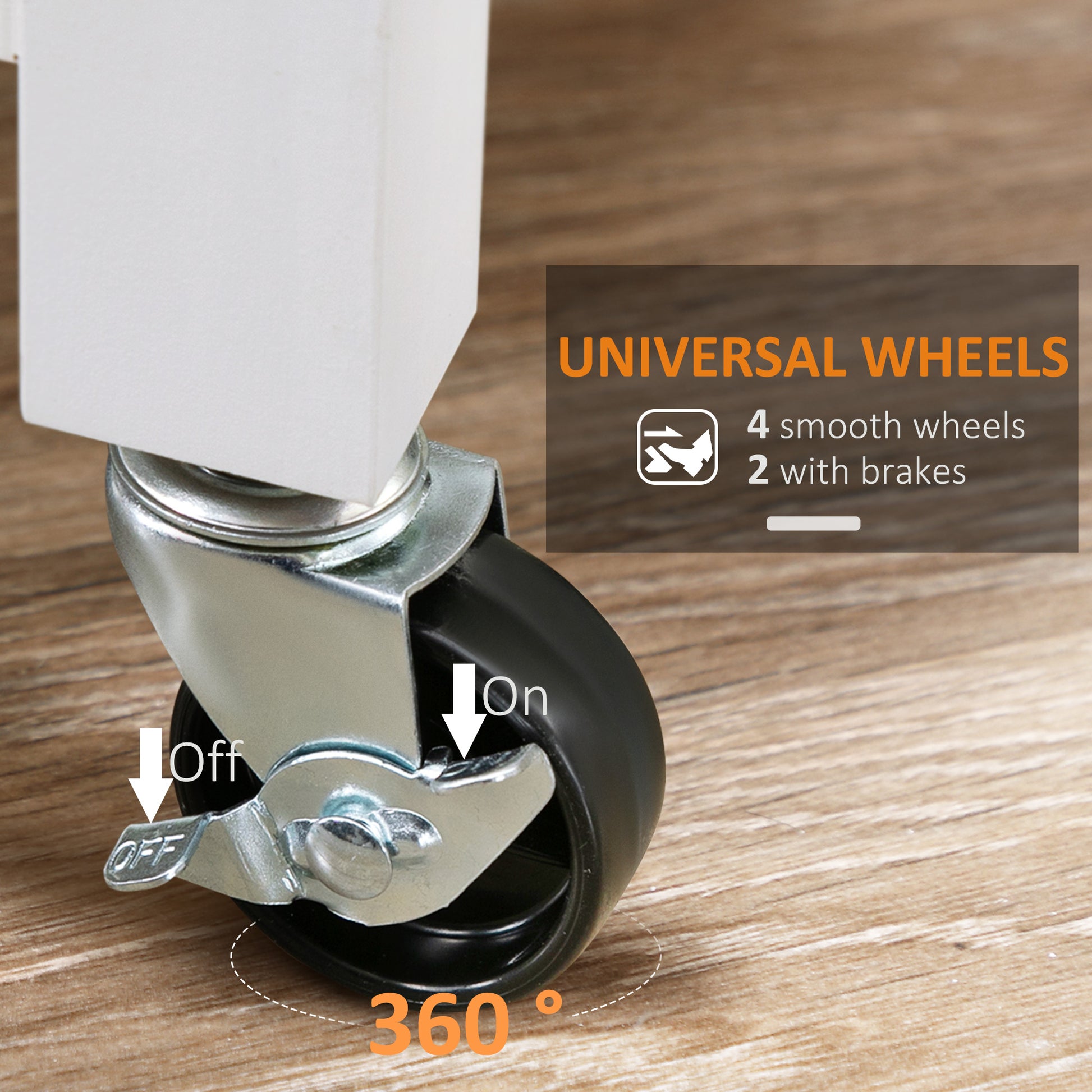 Black universal wheel with brake lever in off position