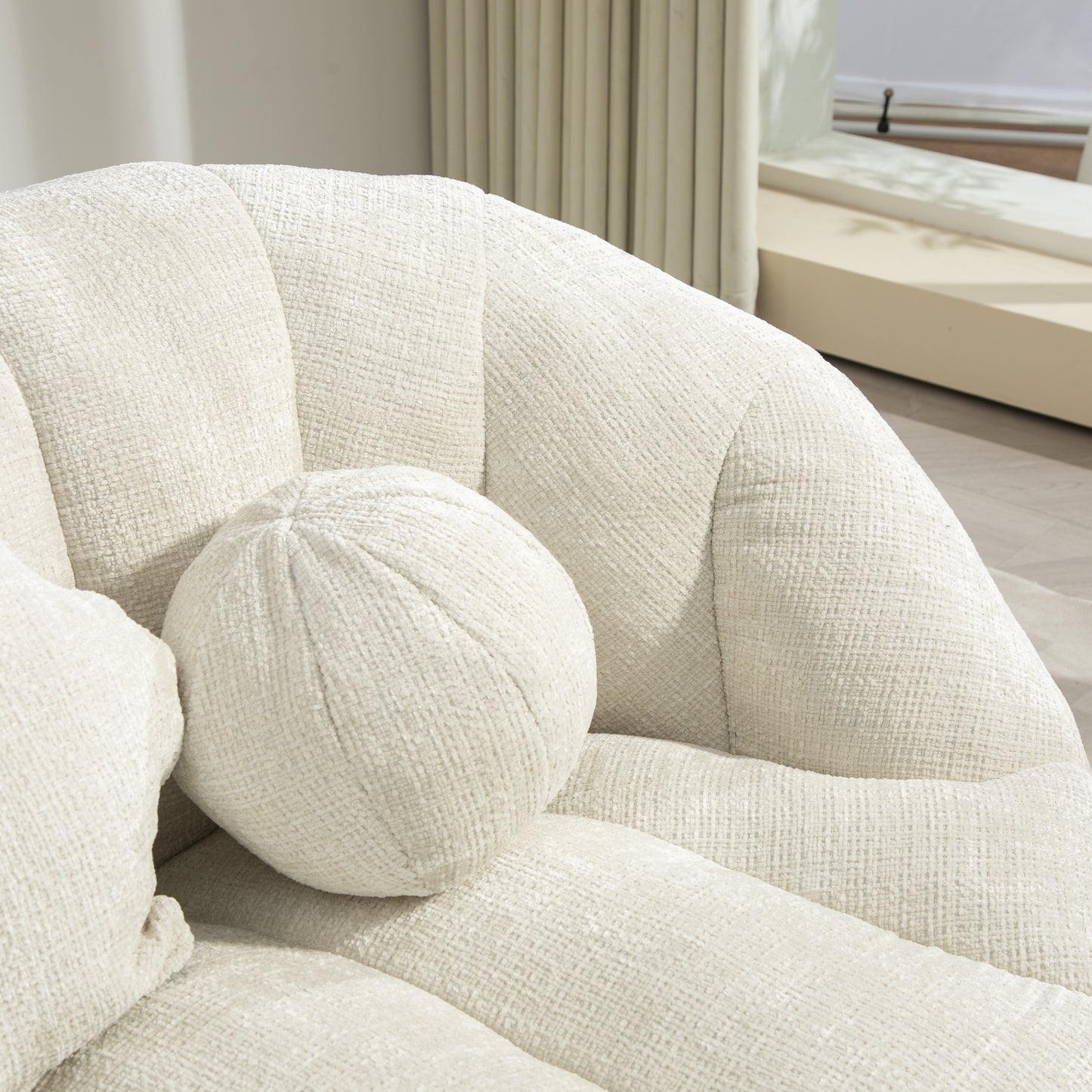 Plush cream boucle accent pillow with textured weave perfect for sofas