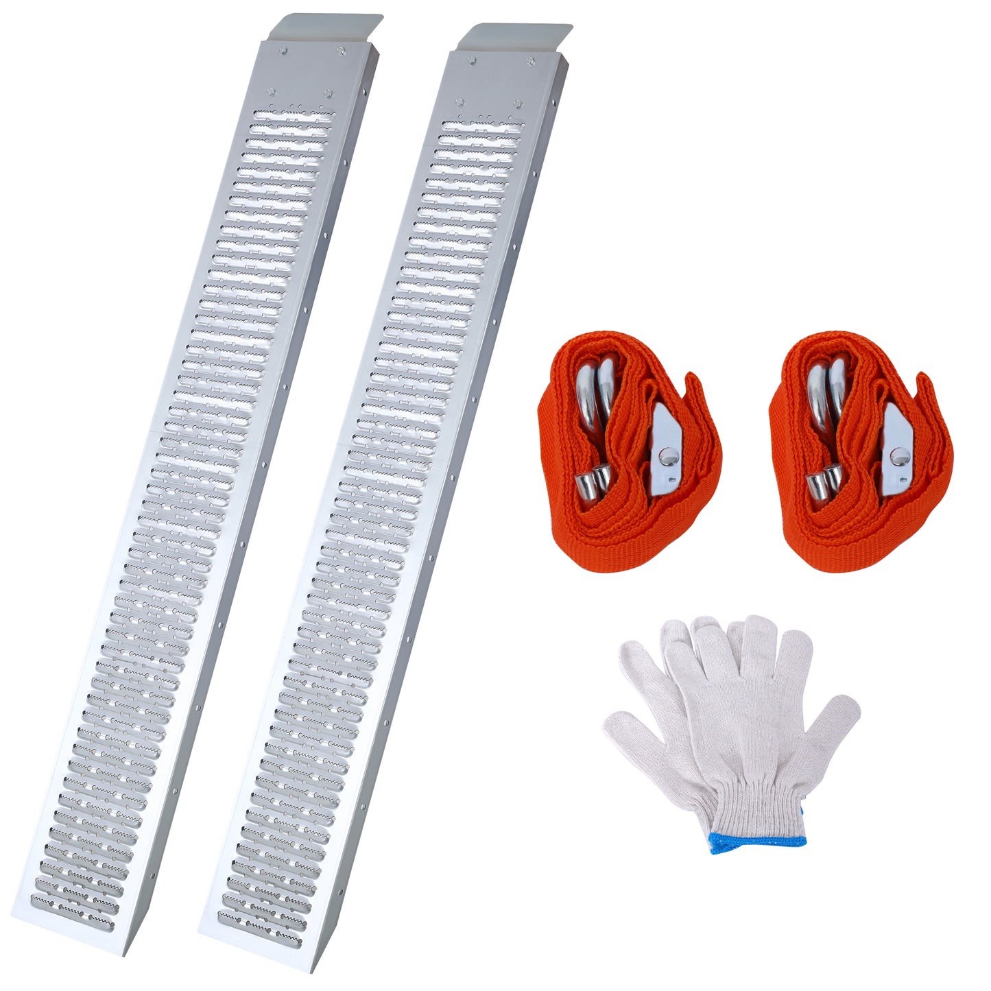 Pair of aluminum loading ramps with textured surface ideal for motorcycles and ATVs