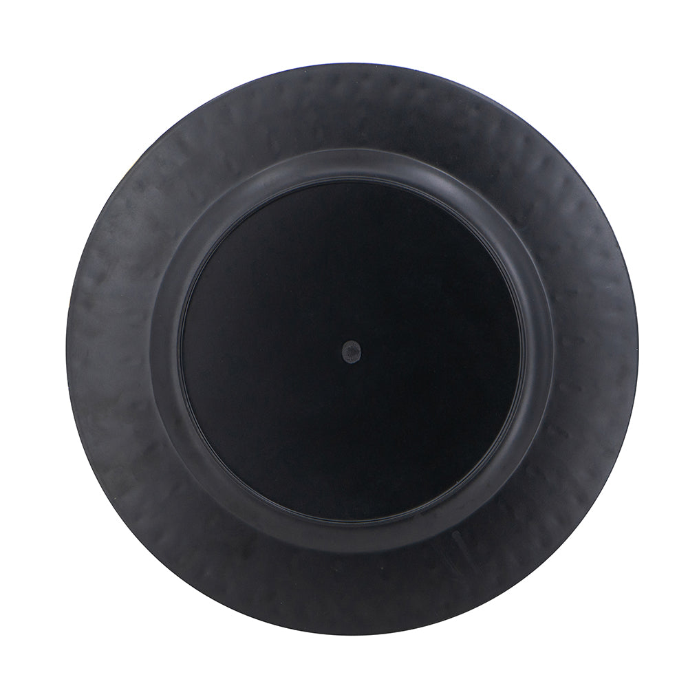 Hammered black charger plate with textured rim ideal for formal dining settings