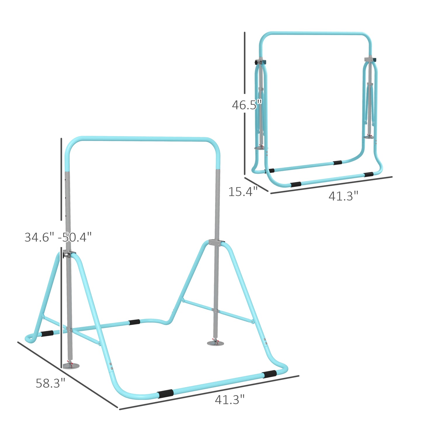 Adjustable light blue horizontal bar for gymnastics  inches high  inches wide