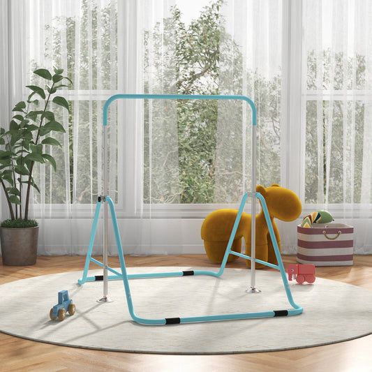 Turquoise horizontal bar for childrens play gym adjustable height for growing kids