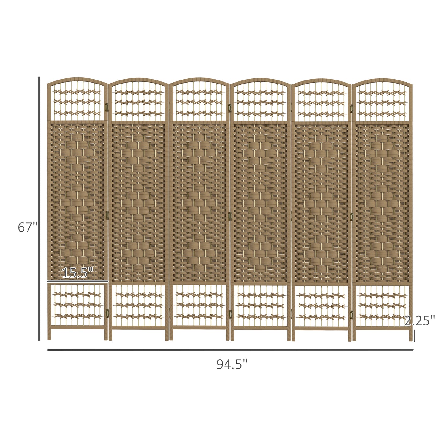Sixpanel woven room divider in a natural tan color offering privacy and style