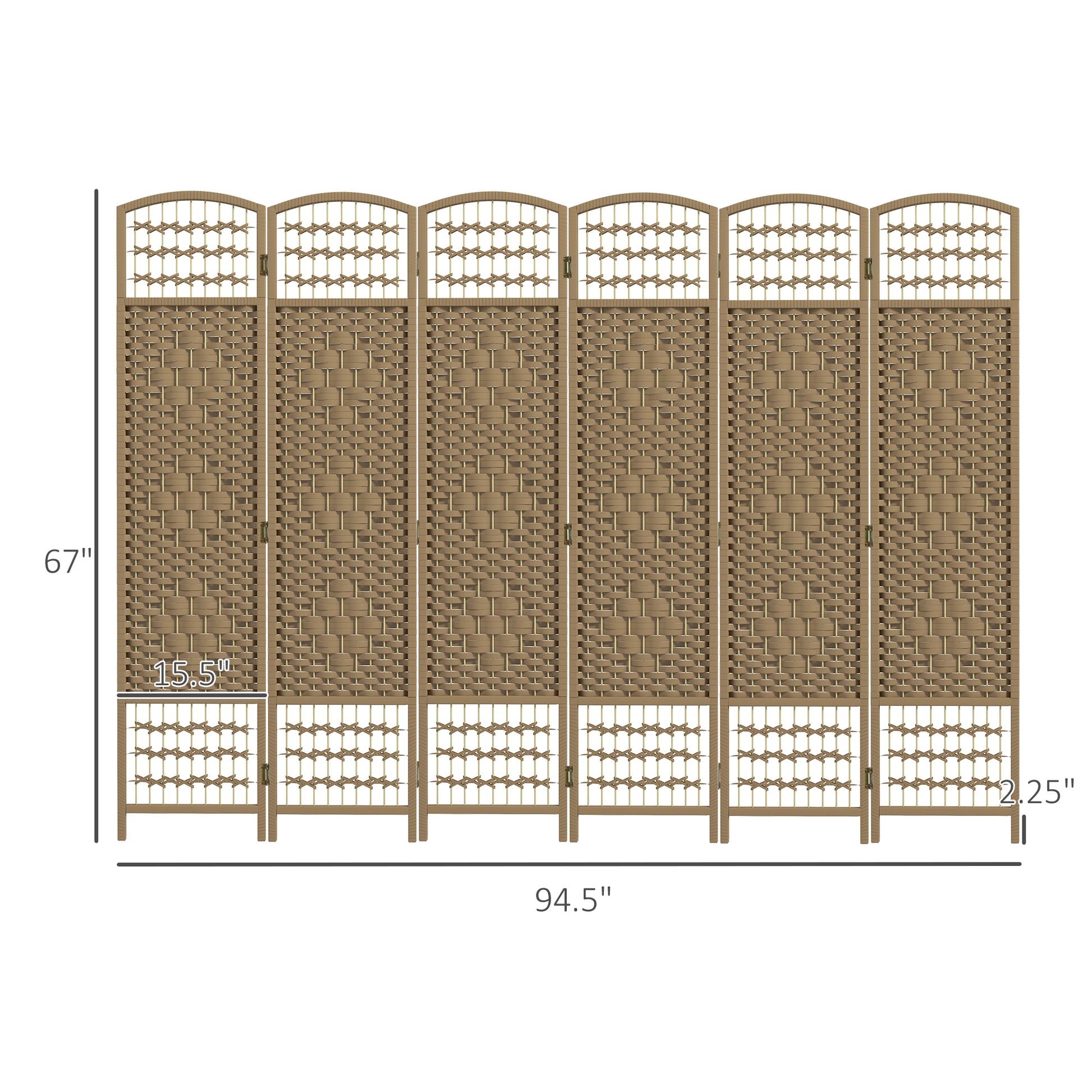 Sixpanel woven room divider in a natural tan color offering privacy and style