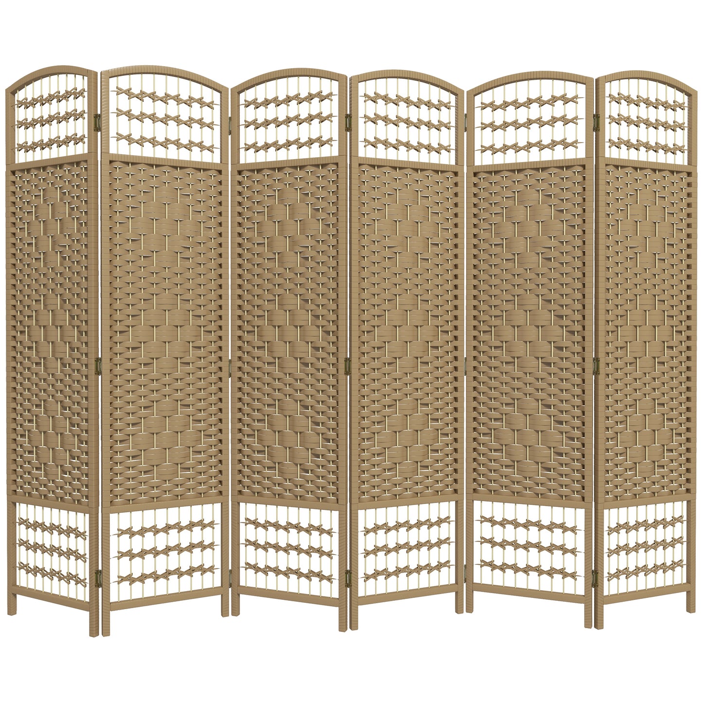 Natural fiber woven room divider with six panels perfect for creating privacy in any home