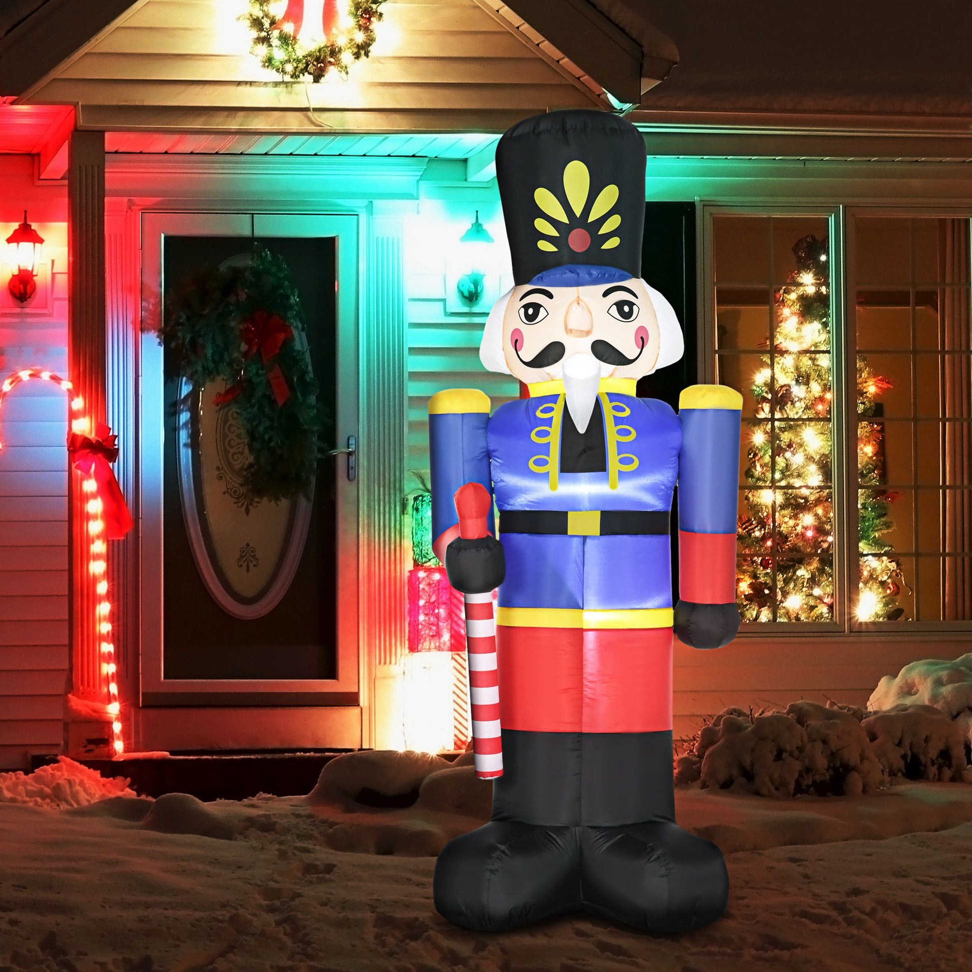 Large inflatable nutcracker decoration for festive Christmas lawn display