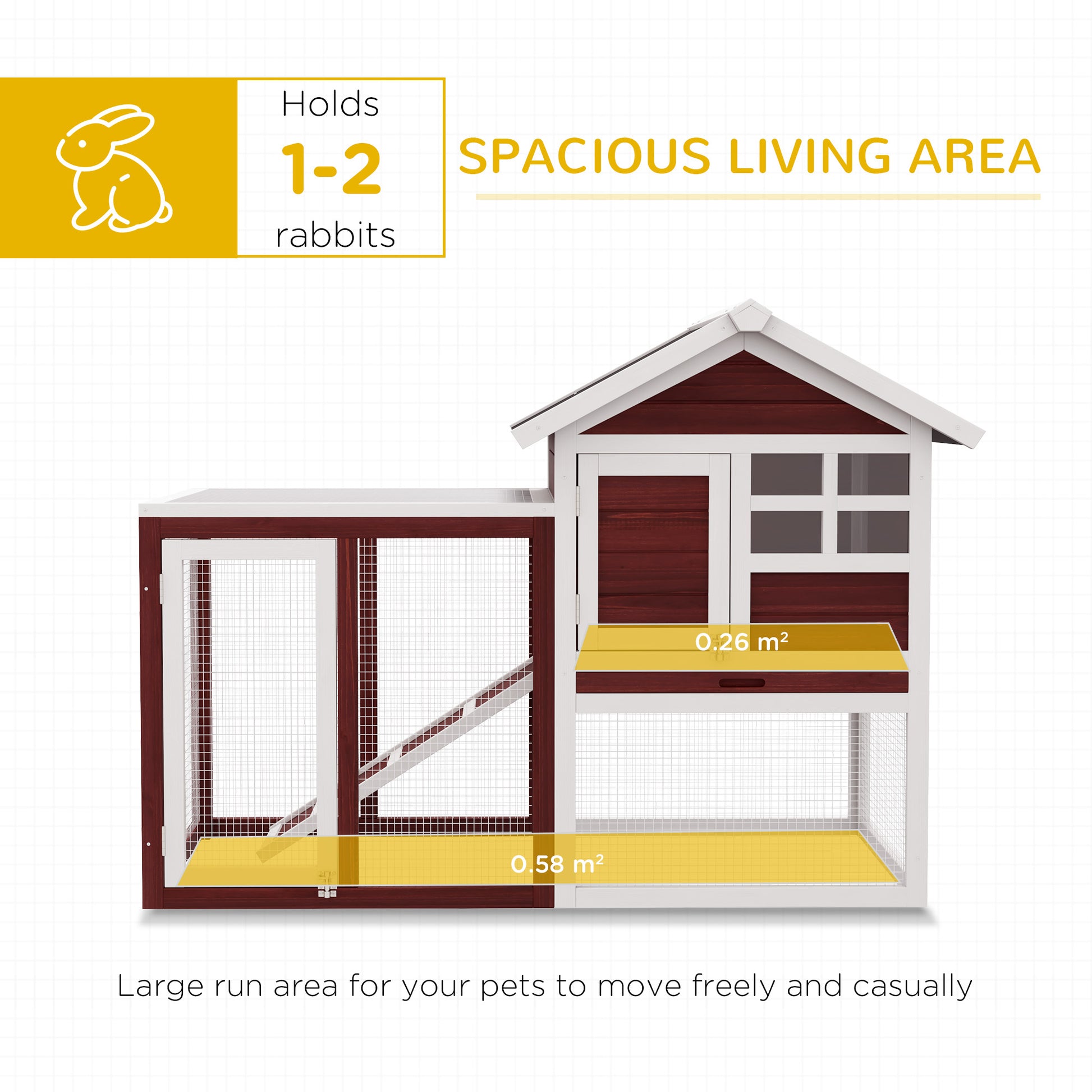 Spacious wooden pet hutch with twotier design ideal for  rabbits