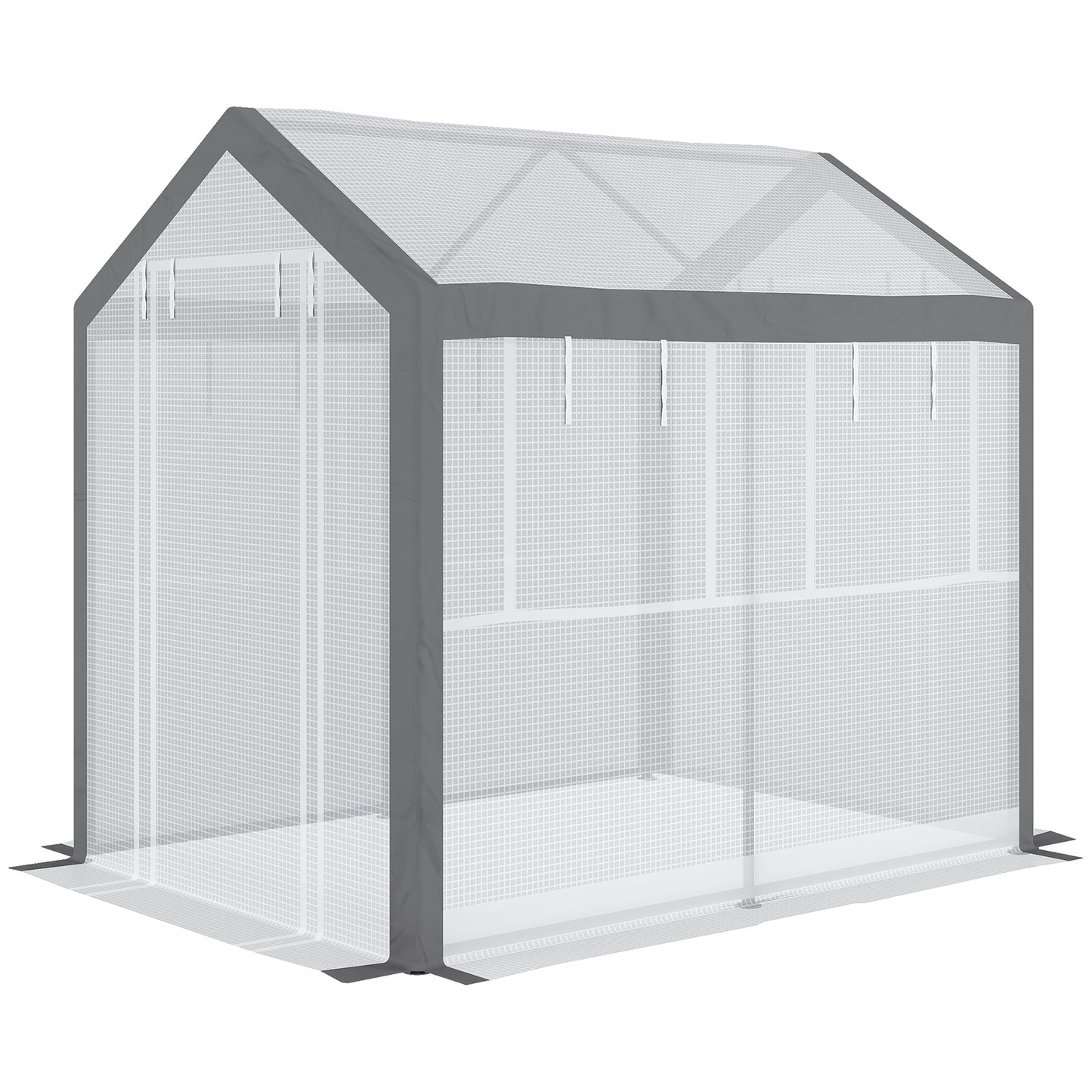 Compact popup greenhouse with clear PE cover and grey trim ideal for small gardens