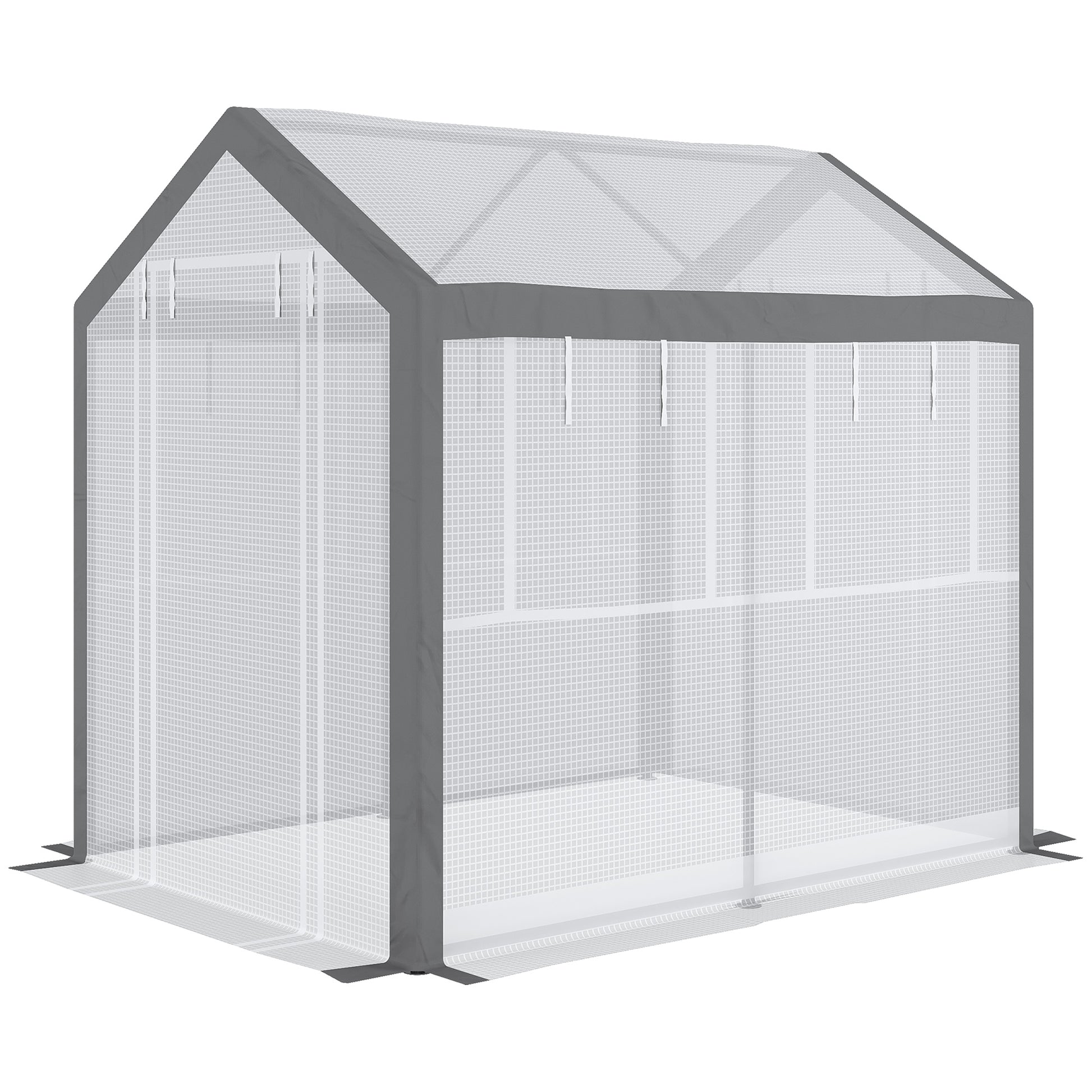 Compact popup greenhouse with clear PE cover and grey trim ideal for small gardens