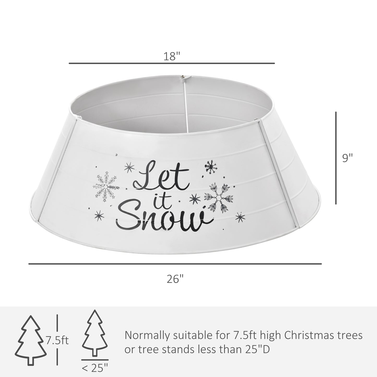 Christmas Tree Stand Cover for Holiday Decor, White Steel