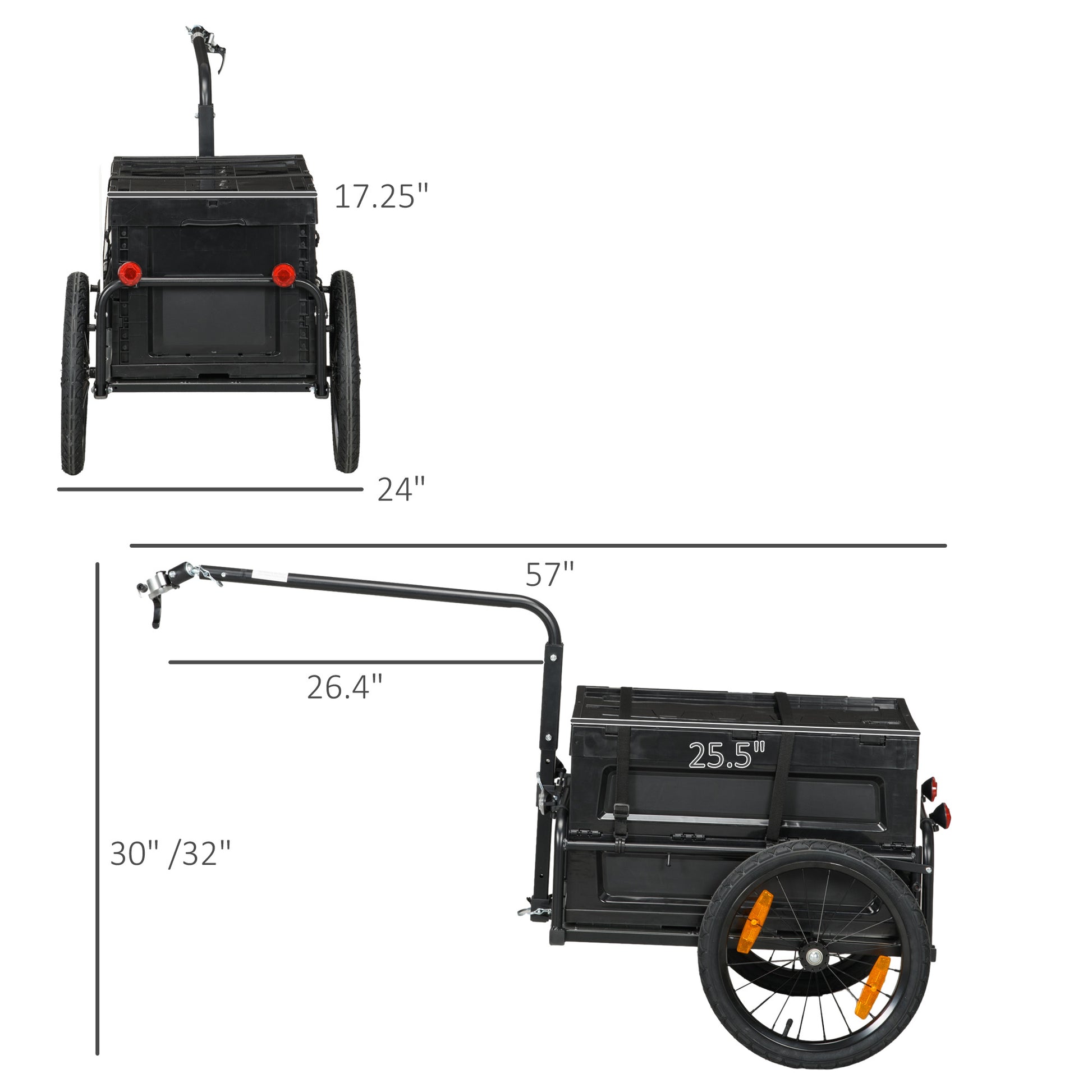 Black folding cargo trailer with a  width ideal for hauling groceries