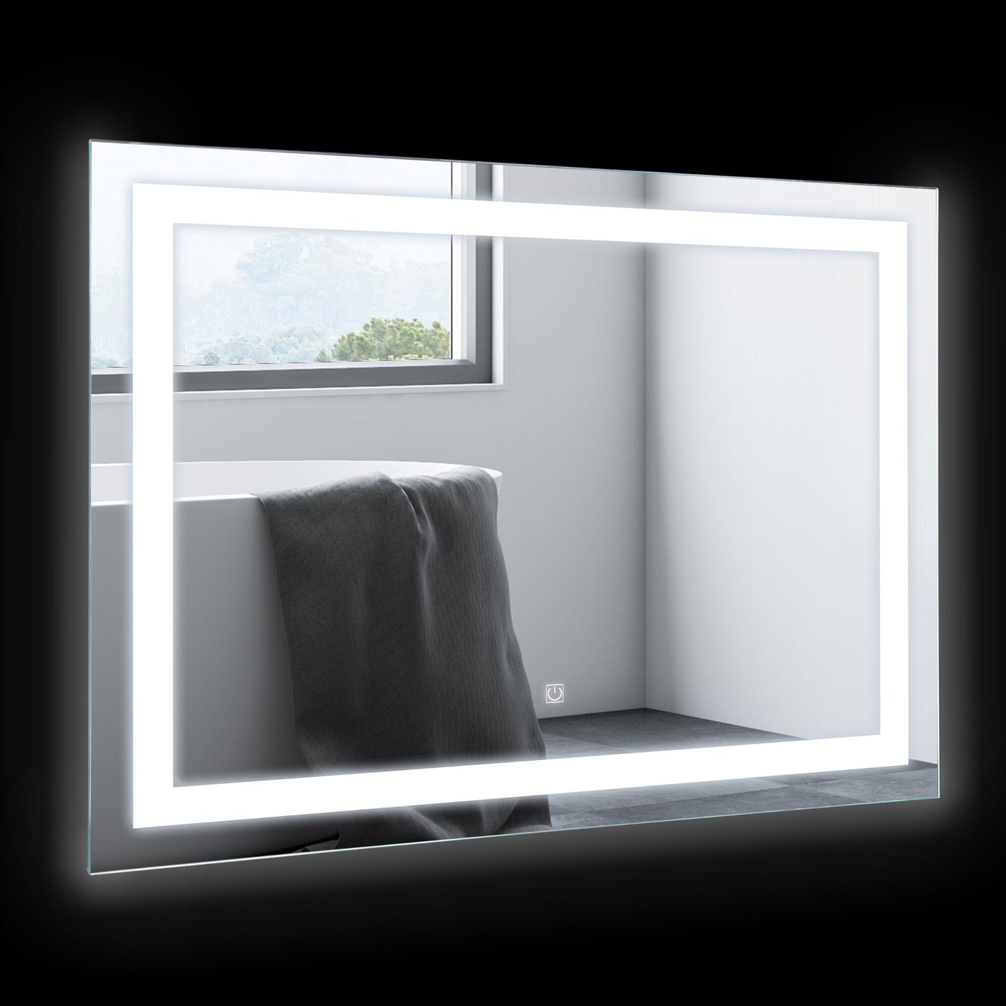 Modern rectangular illuminated bathroom mirror with integrated LED lighting xcm