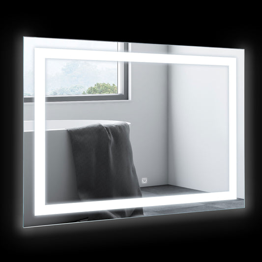 Modern rectangular illuminated bathroom mirror with integrated LED lighting xcm