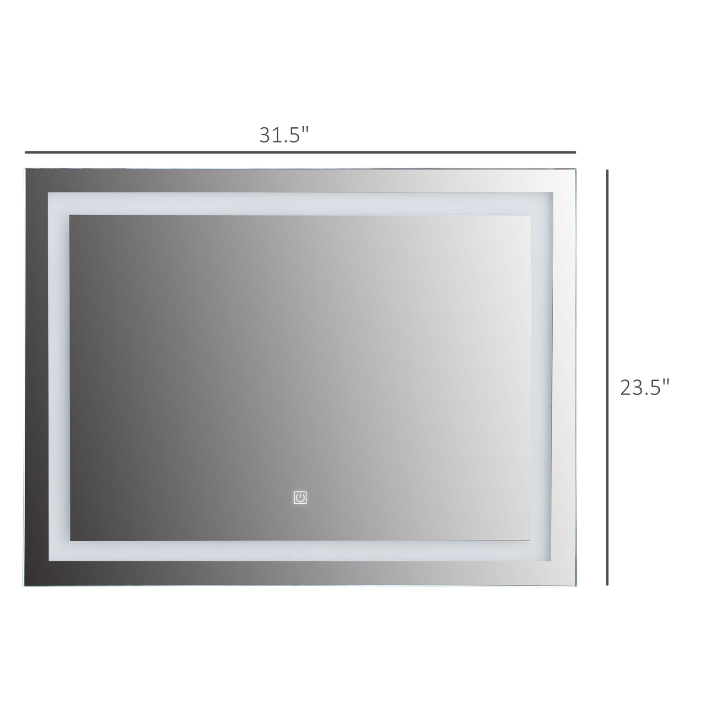 Modern rectangular illuminated bathroom mirror  x  with touch control